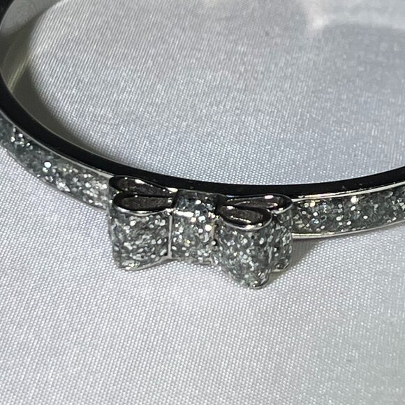 Kate Spade Take A Bow Silver Glitter Bangle Bracelet - Picture 3 of 5